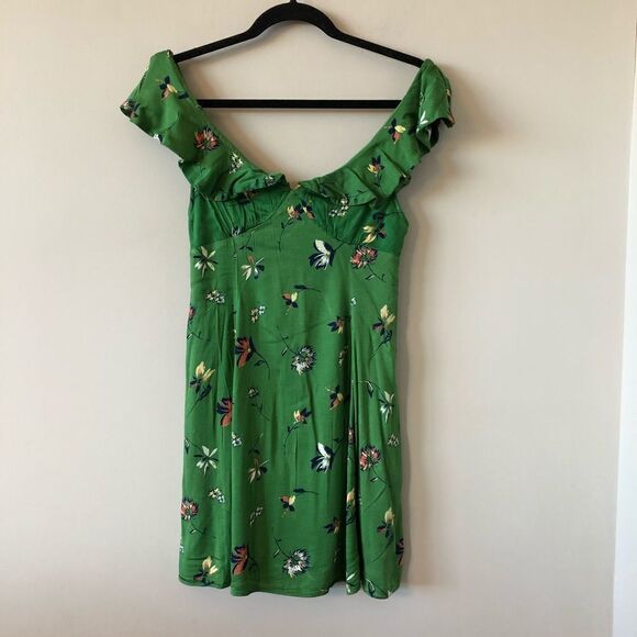 KIMCHI Blue Floral Flutter Off Shoulder Mini Dress - Picture 2 of 8